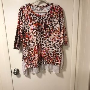 Logo cotton leopard print top